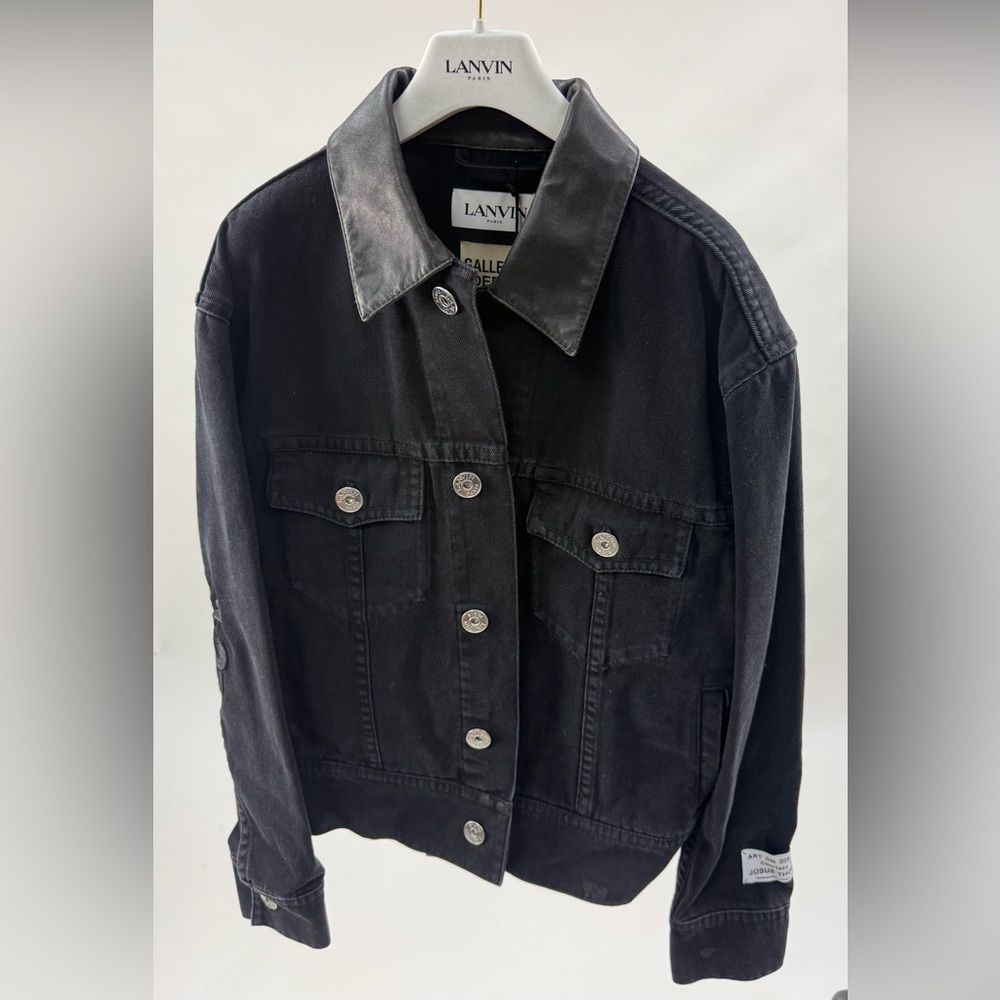 Lanvin x Gallery Dept. Black Denim Jacket with Leather Collar